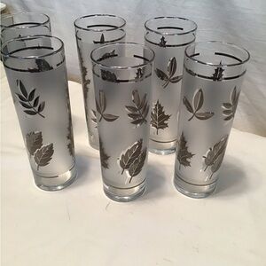 Vintage Sliver leaf frosted tea glasses. Set of Six